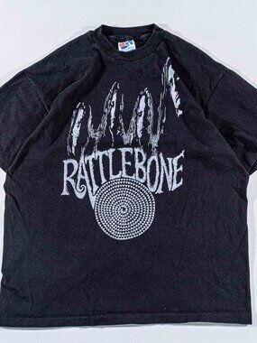Vintage Rattlebone Band T-Shirt Large Punk Hardcore Rock Tee Black Retro Graphic